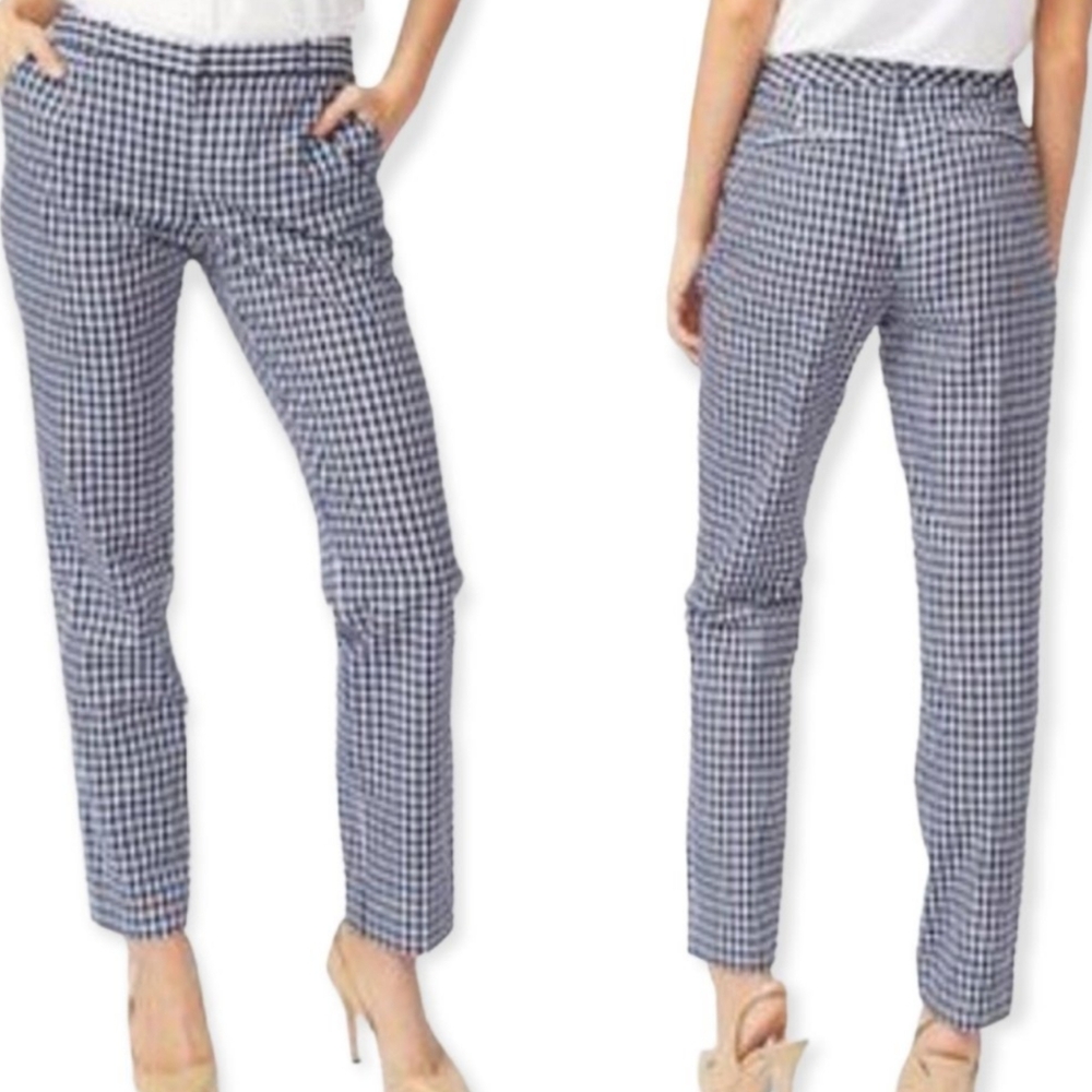 Tommy Hilfiger Checkered Straight Leg Casual Pants Women's 6 Blue White Retro